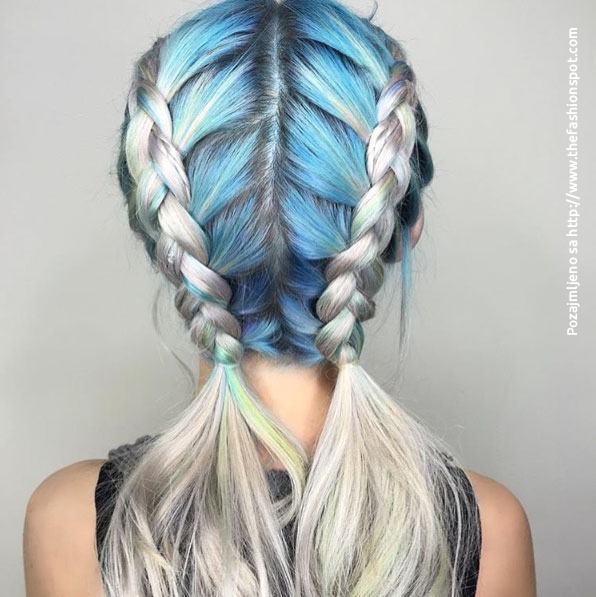 Pepeljasta + plava kosa